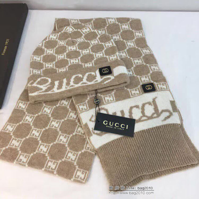 GUCCI古馳 新款 原單羊毛帽子圍巾套裝 圍巾可雙面穿戴 LLWJ7912